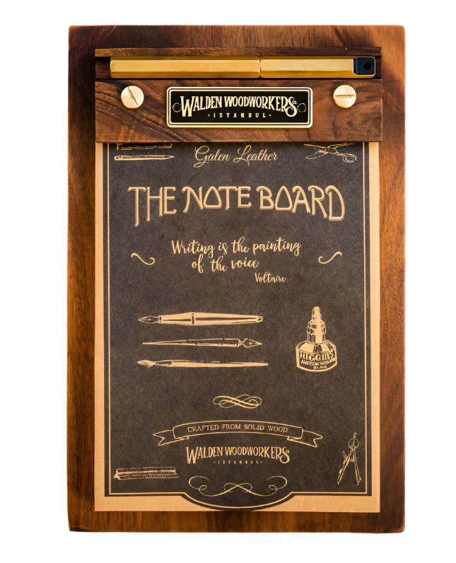 Galen Leather The Note Board - Wooden Rhodia Notepad Holder - Walnut - Blesket Canada