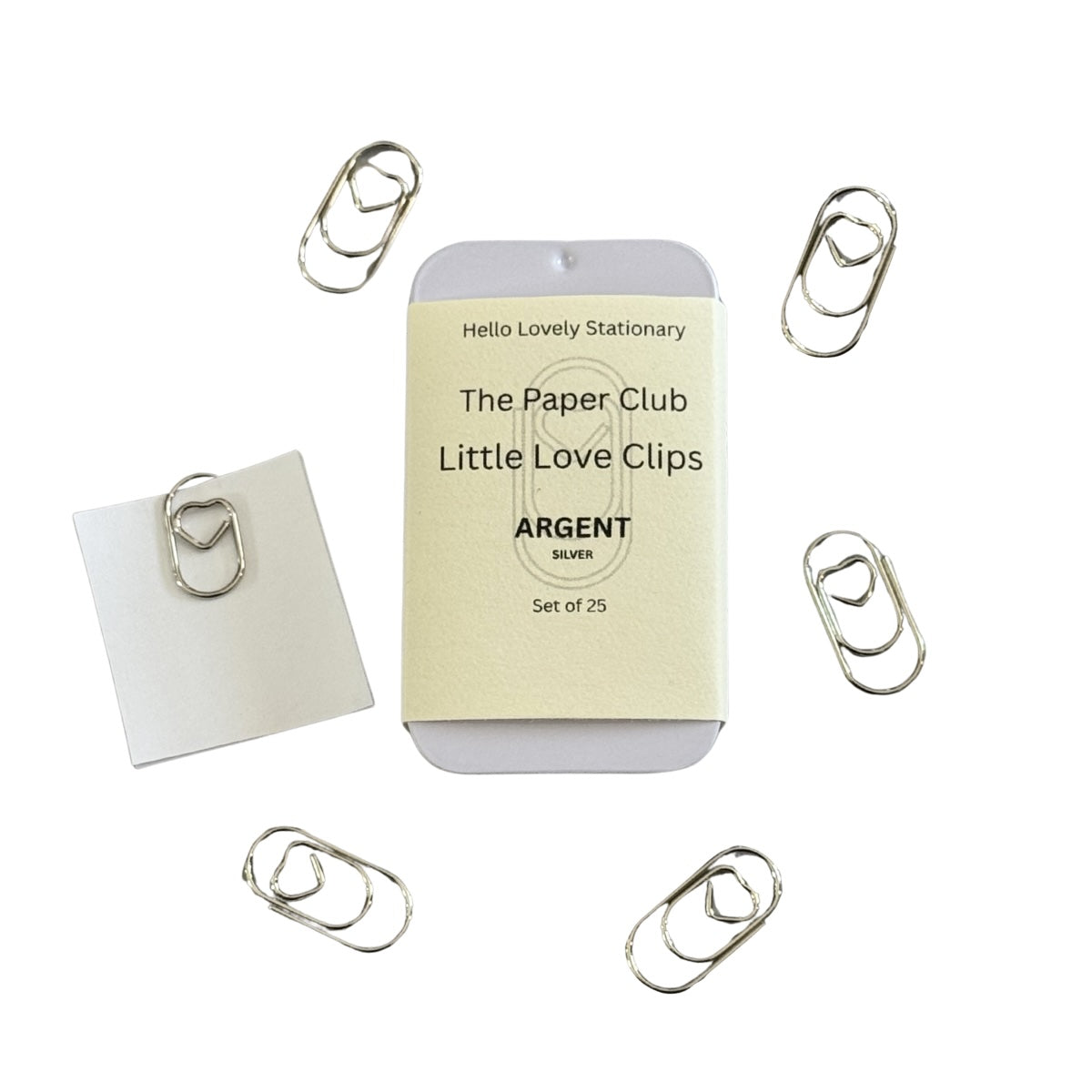 Hello Lovely Stationery — The Paper Club — Little Love Clips — Argent - Blesket Canada