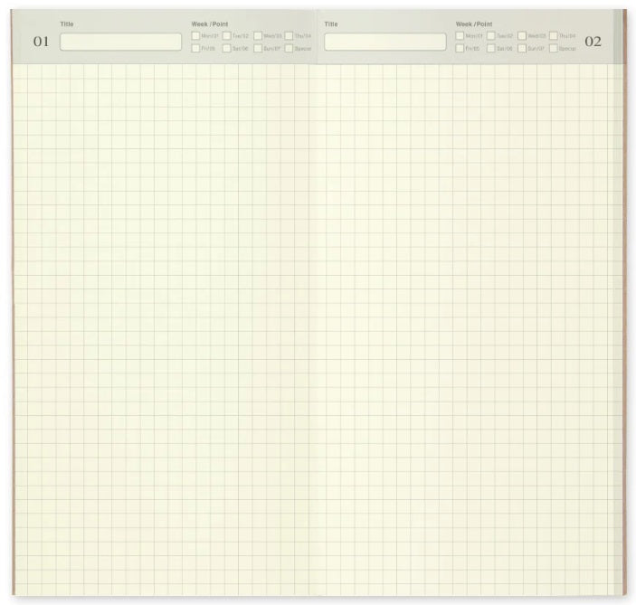 TRAVELER'S Notebook Refill 005 Free Diary (Daily Grid) - Blesket Canada