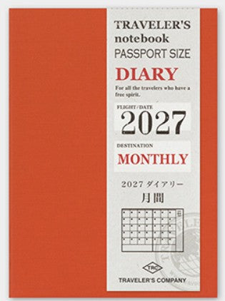 TRAVELER'S Notebook 2027 Monthly Diary Refill – Passport Size - Blesket Canada