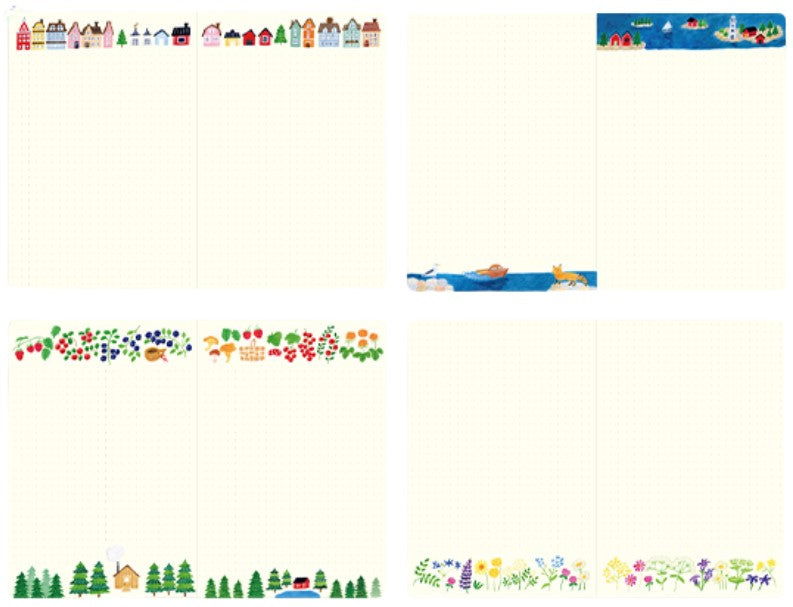 Midori Yuru Log Notebook B6 Dot Grid - Scandinavian Pattern - Blesket Canada