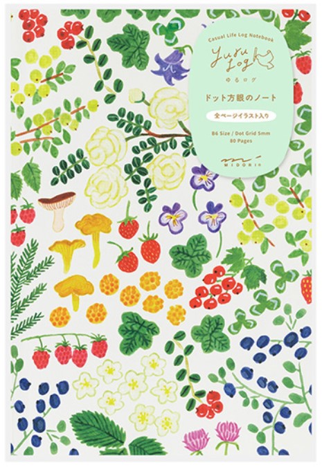 Midori Yuru Log Notebook B6 Dot Grid - Scandinavian Pattern - Blesket Canada