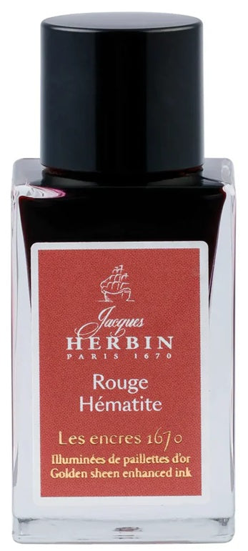 J. Herbin Prestige 1670 Collection Gold Glitter 15ml Ink Bottle - Hematite Red - Blesket Canada