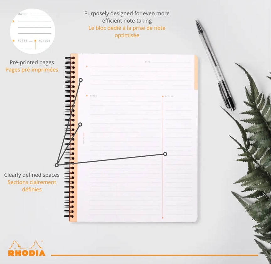 Rhodia Meeting Notebook A4+ Black – 160 Pages Lined with Date, Notes & Action Sections - Blesket Canada