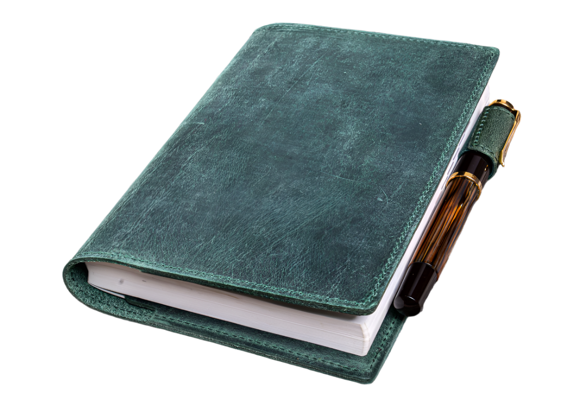 Galen Leather Slim A6 Notebook/ Planner Cover -Crazy Horse Forest Green - Blesket Canada