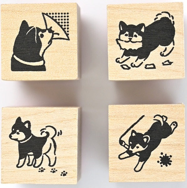 Wooden Stamp – Mischief in the Margins - Shiba Dog - Blesket Canada