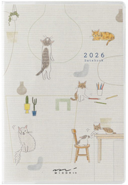 Midori Pocket Diary 2026 Monthly Block Planner - B7 Cat - Blesket Canada
