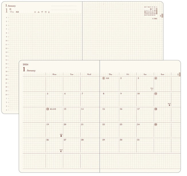 Midori Hibino Diary 2026 – Blue-Green – A6 - Blesket Canada
