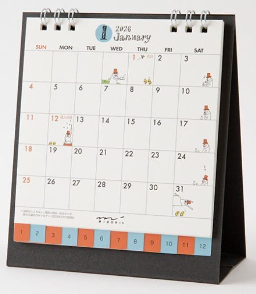 Midori Desk Ring Calendar S – Ojisan – 2026 - Blesket Canada