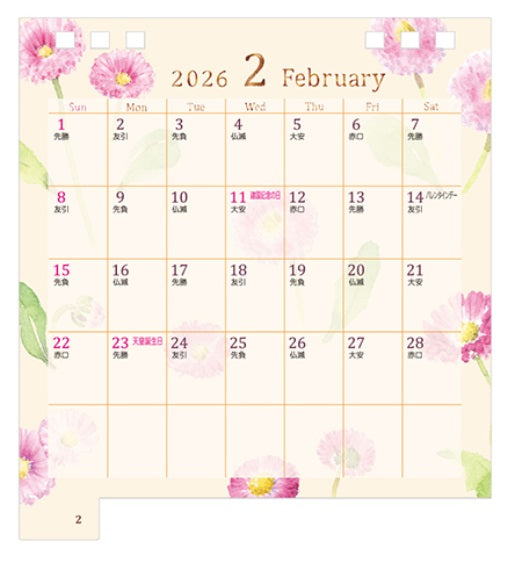 Midori Desk Ring Calendar S – Country Time Flower – 2026 - Blesket Canada