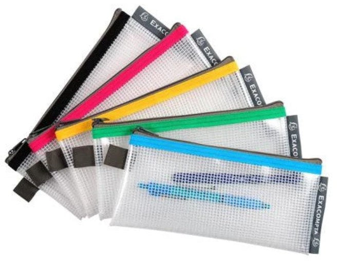 Exacompta Soft Plastic Zippered Pouch - Assorted Colors (EVA Transparent) - Blesket Canada
