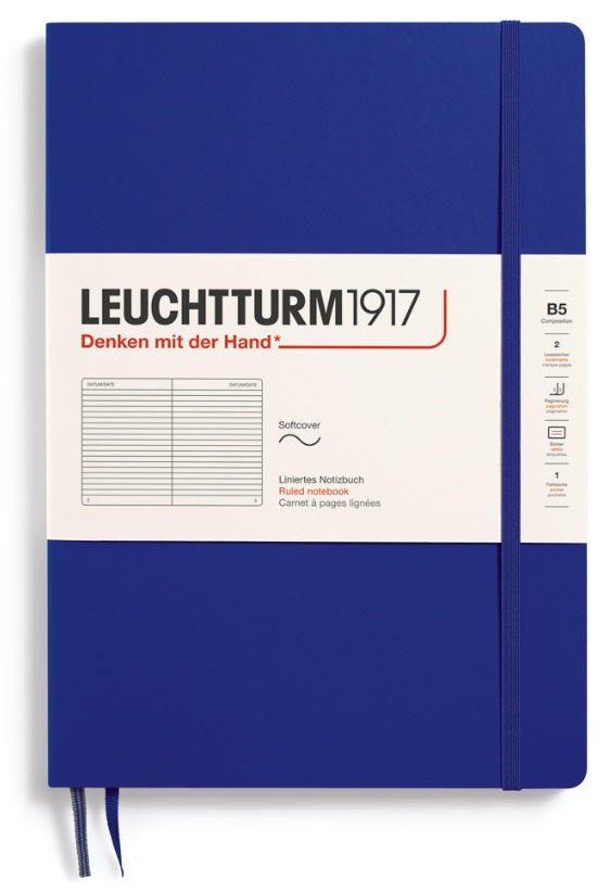 Leuchtturm Softcover Ruled Notebook 123 Pages Composition B5 - Ink - Blesket Canada