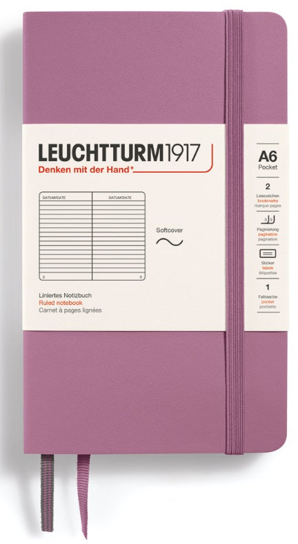 Leuchtturm Softcover Ruled Notebook 123 Pages Pocket A6 Dusty Rose - Blesket Canada