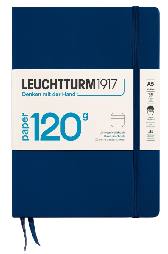 LEUCHTTURM1917 Hardcover Notebook Ruled 120G Edition Medium A5 - Navy- Blesket Canada