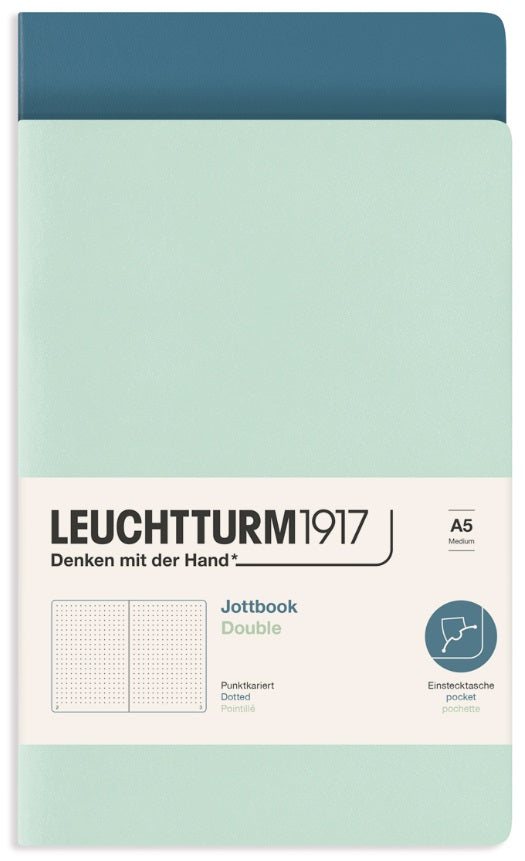 LEUCHTTURM1917 Jottbook Double Dotted Medium A5 - Mint Green and Stone Blue - Blesket Canada