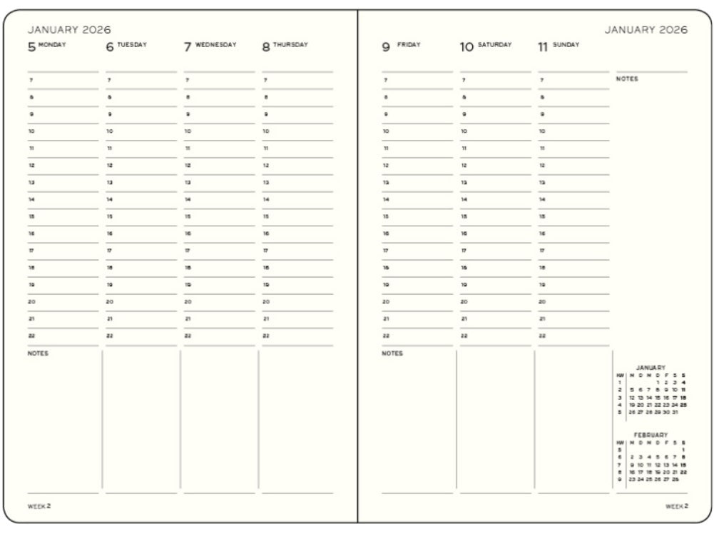 LEUCHTTURM1917 Weekly Planner 2026 Composition (B5) English - Ink - Blesket Canada