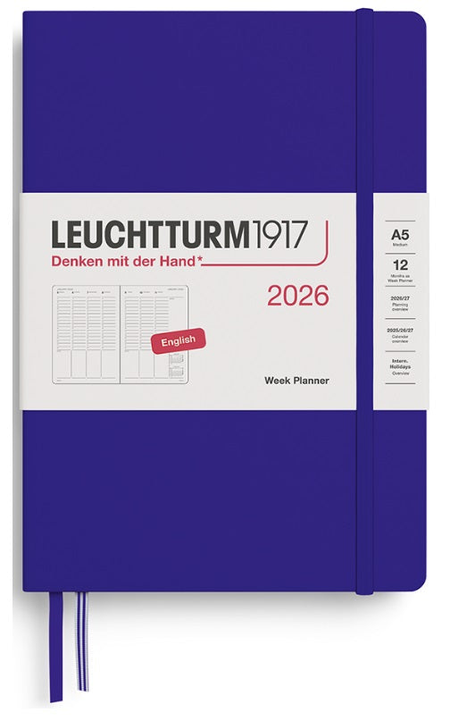 LEUCHTTURM1917 Weekly Planner 2026 Medium (A5) English - Ink - Blesket Canada