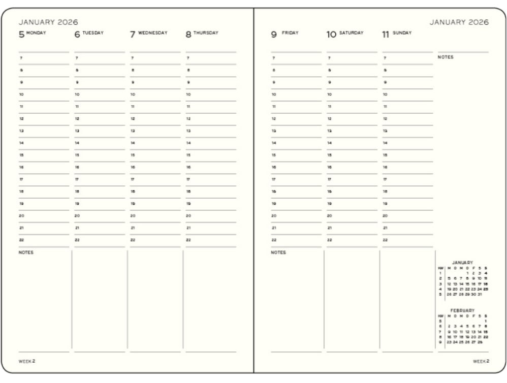 LEUCHTTURM1917 Weekly Planner 2026 Medium (A5) English - Ink - Blesket Canada
