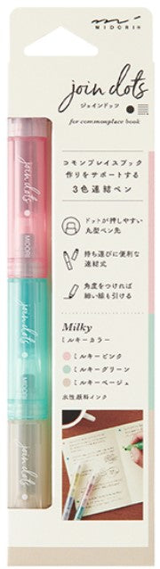 Midori Join Dots Pen (3-Color Dot Marker) - Milky - Blesket Canada