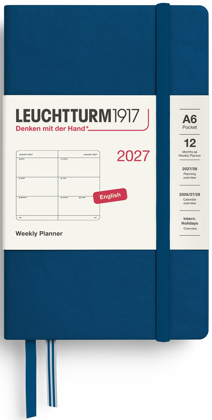 LEUCHTTURM1917 Weekly Planner 2027 Pocket (A6) English - Indigo (Hardcover) - Blesket Canada