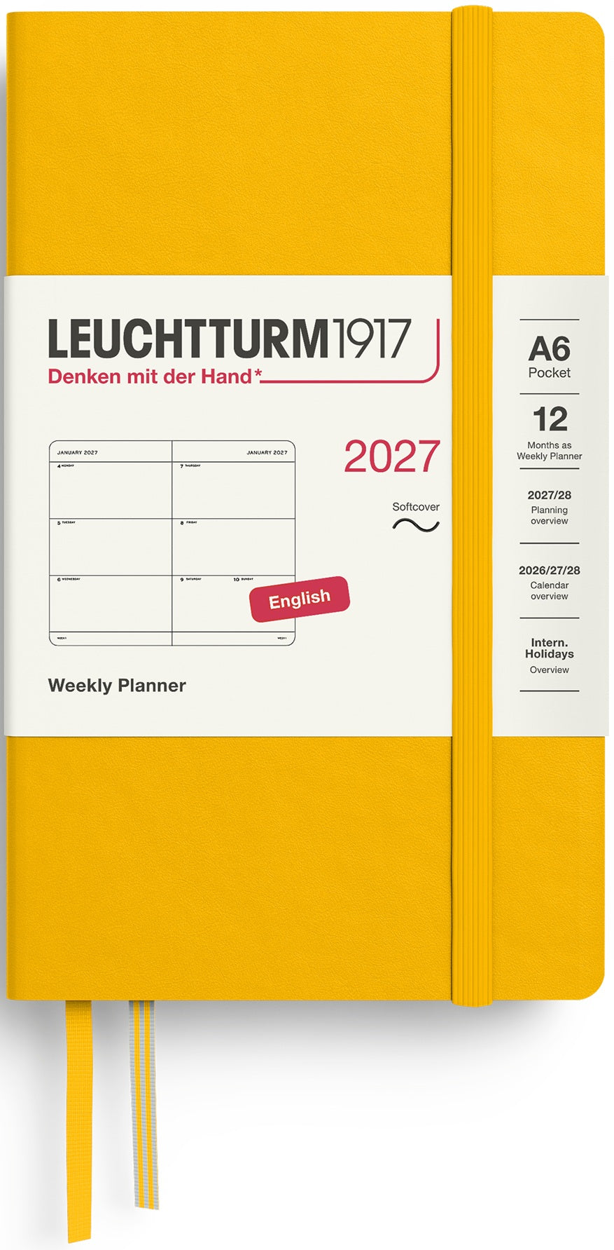 LEUCHTTURM1917 Weekly Planner 2027 Pocket (A6) English - Sunflower (Softcover) - Blesket Canada
