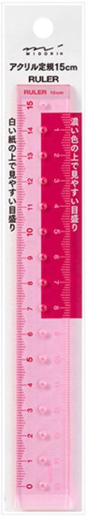 Midori Acrylic Ruler - Pink (15 cm) - Blesket Canada