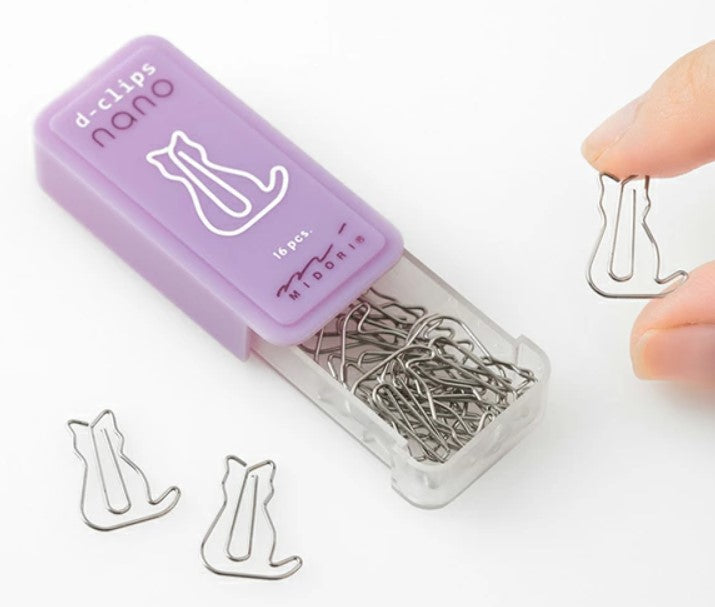 Midori D-Clips Nano Paper Clips - Cat (16 Clips) - Blesket Canada