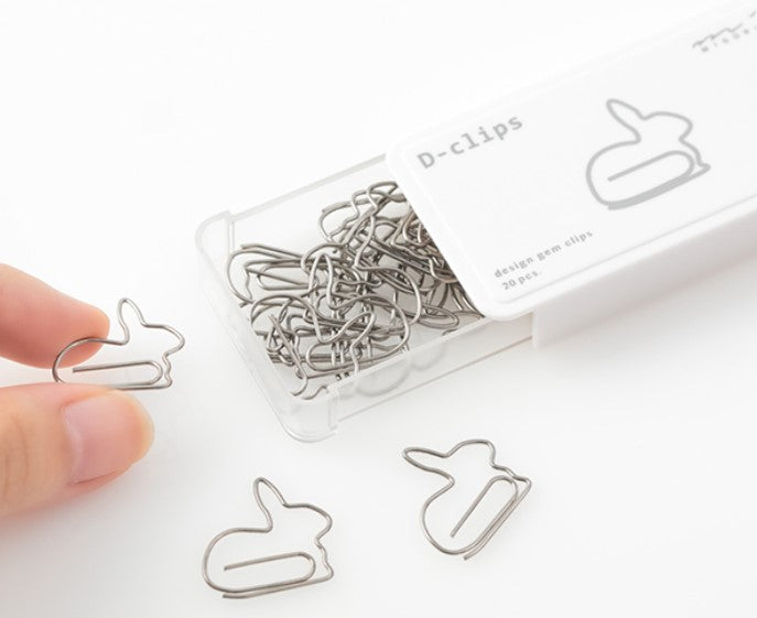 Midori D-Clips Paper Clips - Rabbit (20 Clips) - Blesket Canada