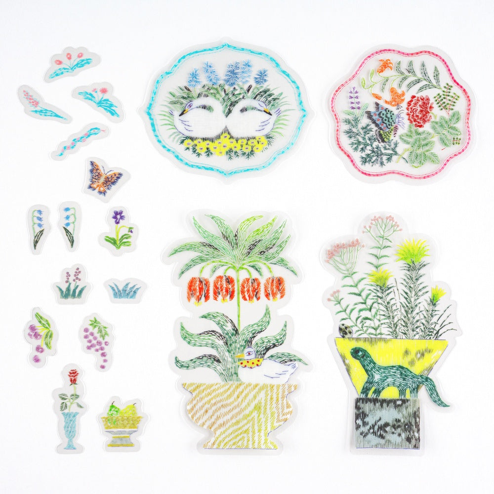 Hobonichi Transparent Embroidery Sticker Set - Iyo Okumi: My Garden - Blesket Canada