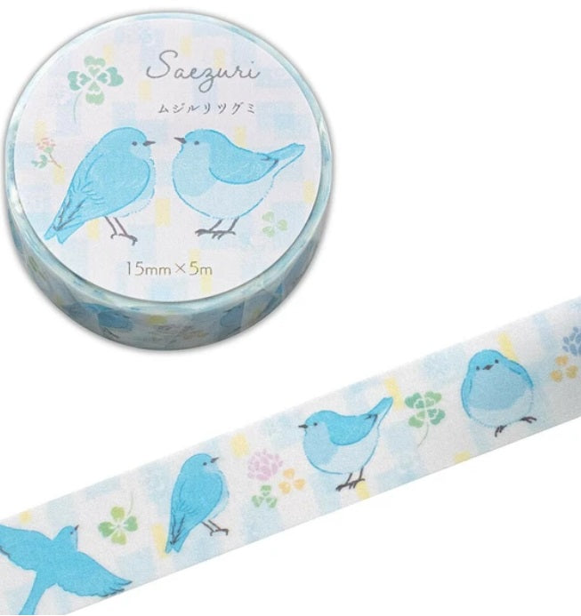 Saezuri Masking Tape - Blue-Winged Thrush & Clover - Blesket Canada