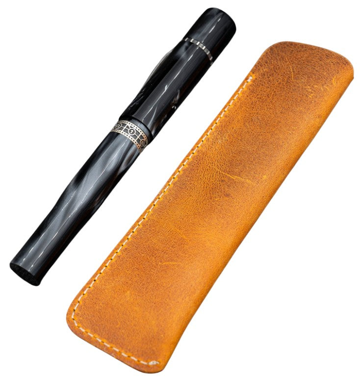 Galen Leather Single Fountain Pen Sleeve - Crazy Horse Brown - Blesket Canada