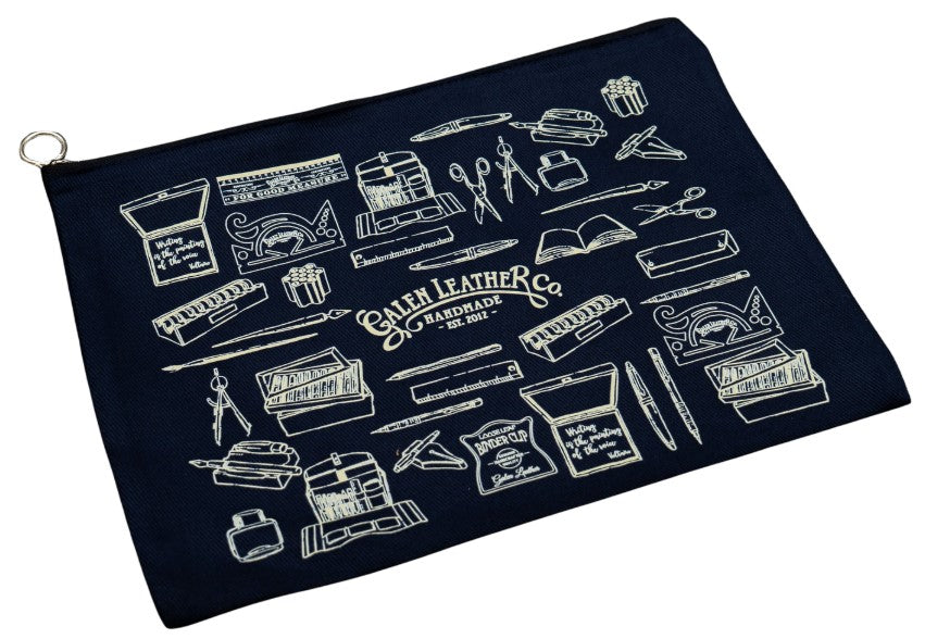 Galen Leather Canvas Clutch – Everyday Tool Pouch – A5 – Navy Blue - Blesket Canada