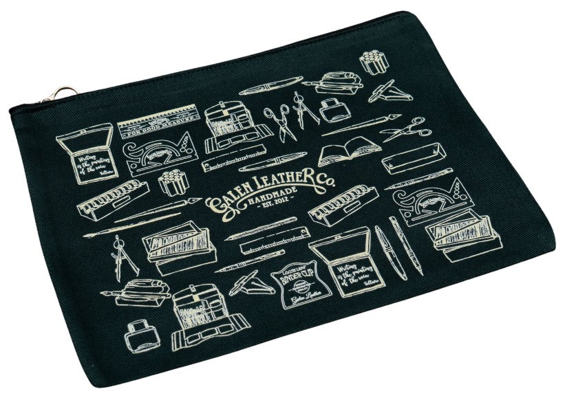 Galen Leather Canvas Clutch – Everyday Tool Pouch – A5 – Green - Blesket Canada