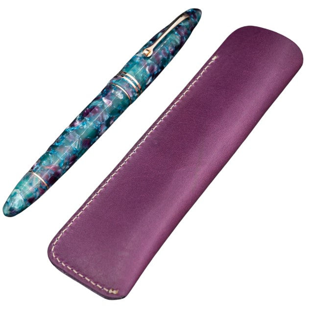 Galen Leather Single Fountain Pen Sleeve - Purple - Blesket Canada