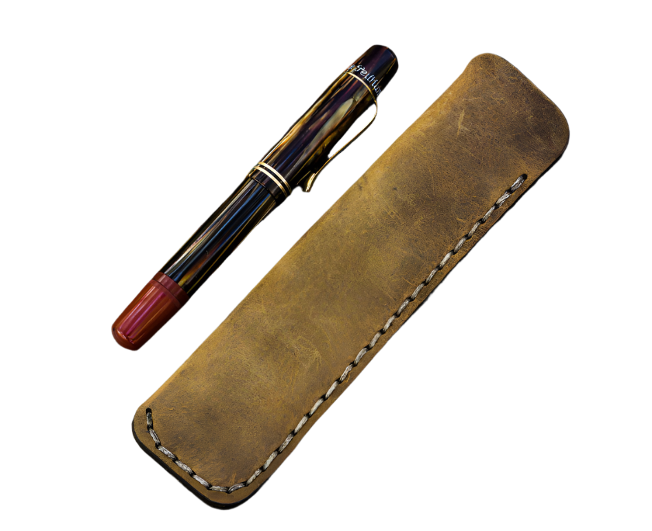 Galen Leather Single Fountain Pen Case/Pen Pouch - Crazy Horse Brown - Blesket Canada