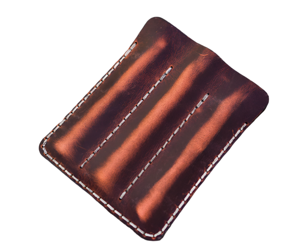 Galen Leather Triple Fountain Pen Case / Pen Pouch - Crazy Horse Orange - Blesket Canada
