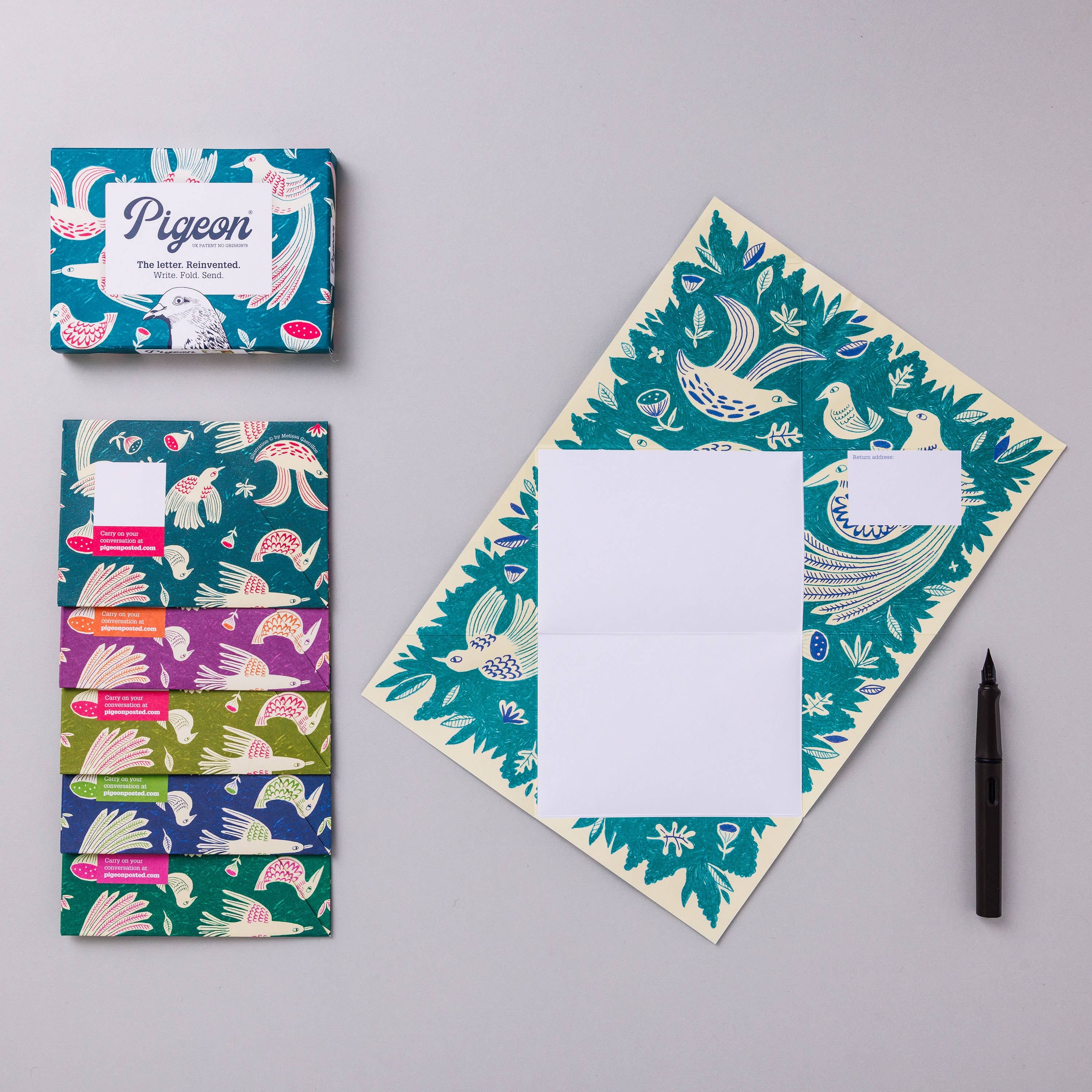 Fig & Feather Pigeon, Folding Letter Set – Pack of 6 Letters - Blesket Canada