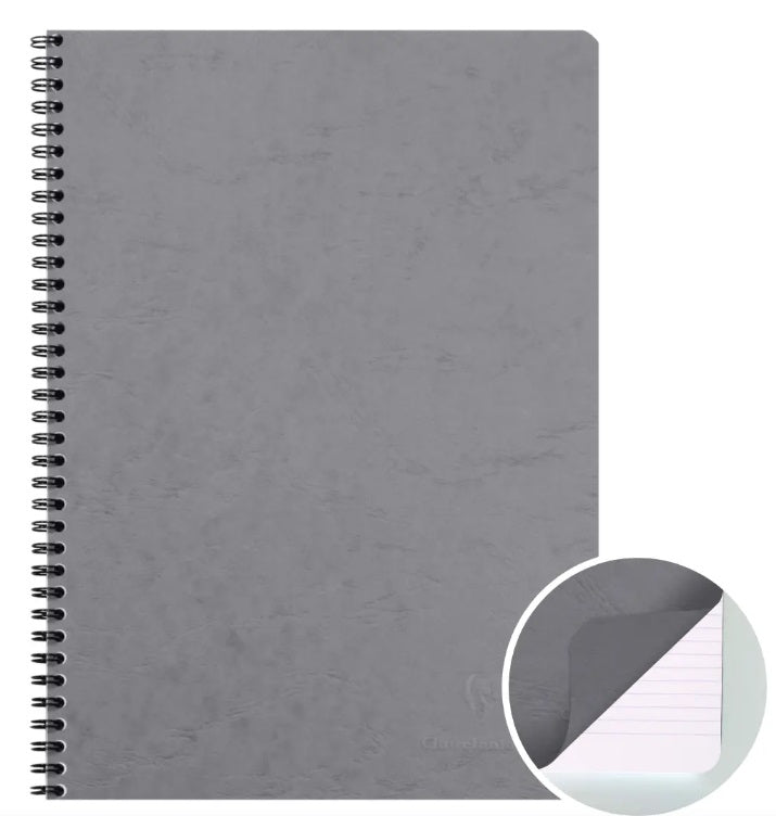 Clairefontaine Age-Bag Wirebound Notebook Lined+M A4 - Grey - 100 Pages - Blesket Canada