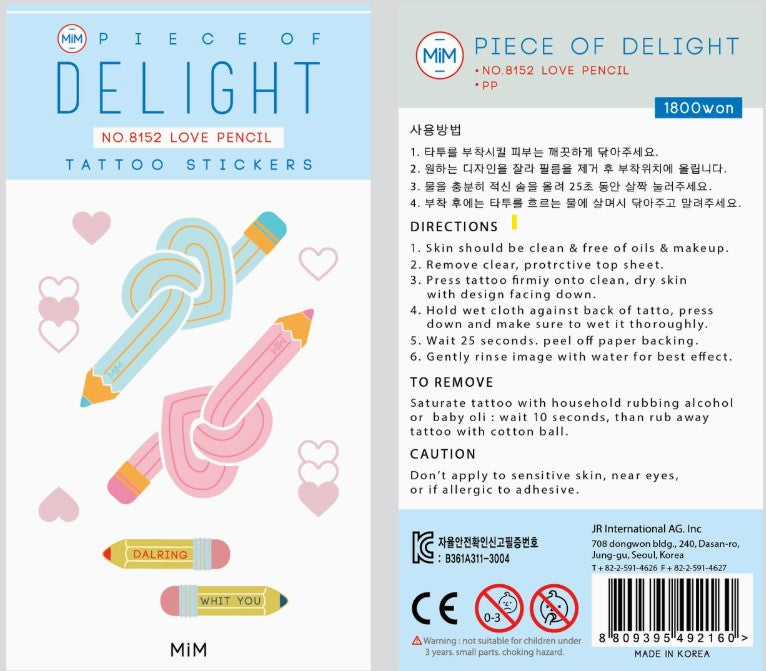 MiM Piece of Delight Tattoo Stickers – Love Pencil - Blesket Canada