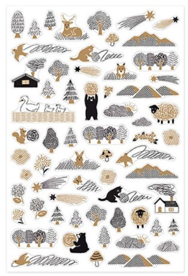 Midori Yuru Log Decoration Sticker 1 Sheet - Camouflage Forest - Blesket Canada
