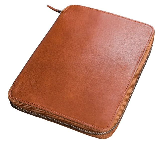 Galen Leather - Leather Zippered A5 Leuchtturm1917 Notebook Folio - Brown - Blesket Canada