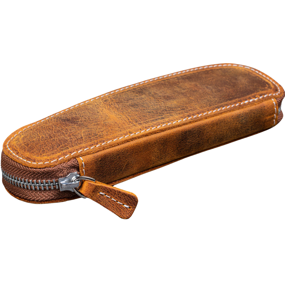 Galen Leather Zippered Duo Slim Pen Case for 2 Pens - Crazy Horse Brown - Blesket Canada