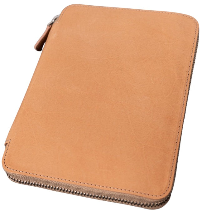 Galen Leather Zippered 20 Slots Pen Case - Undyed Leather - Blesket Canada