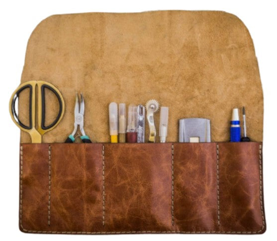 Galen Leather - Leather Pen Roll – Rustic Brown - Blesket Canada