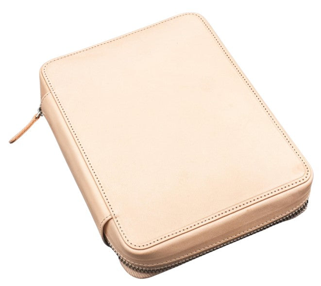 Galen Leather Expansi-Folio Wide A5 Zip Folio - Undyed Leather - Blesket Canada