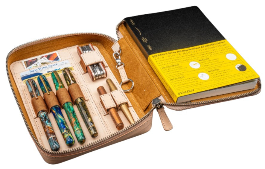 Galen Leather Expansi-Folio Wide A5 Zip Folio - Undyed Leather - Blesket Canada