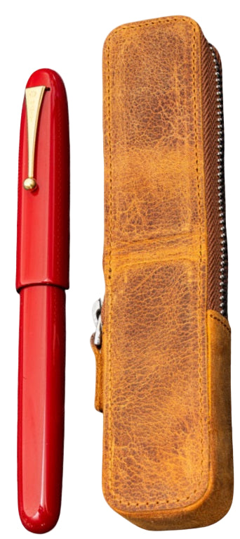 Galen Leather Zippered Magnum Opus Single Hard Pen Case for Oversized Pens & Namiki Emperor – Crazy Horse Brown - Blesket Canada