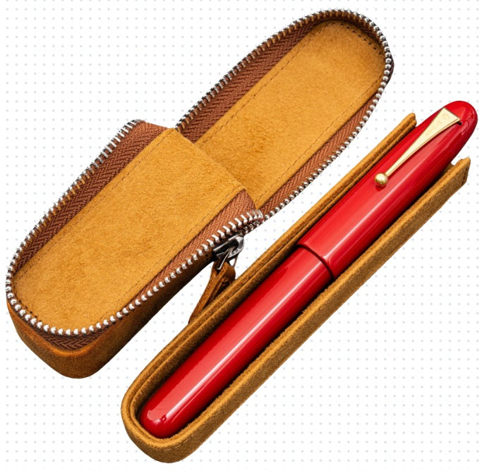 Galen Leather Zippered Magnum Opus Single Hard Pen Case for Oversized Pens & Namiki Emperor – Crazy Horse Brown - Blesket Canada