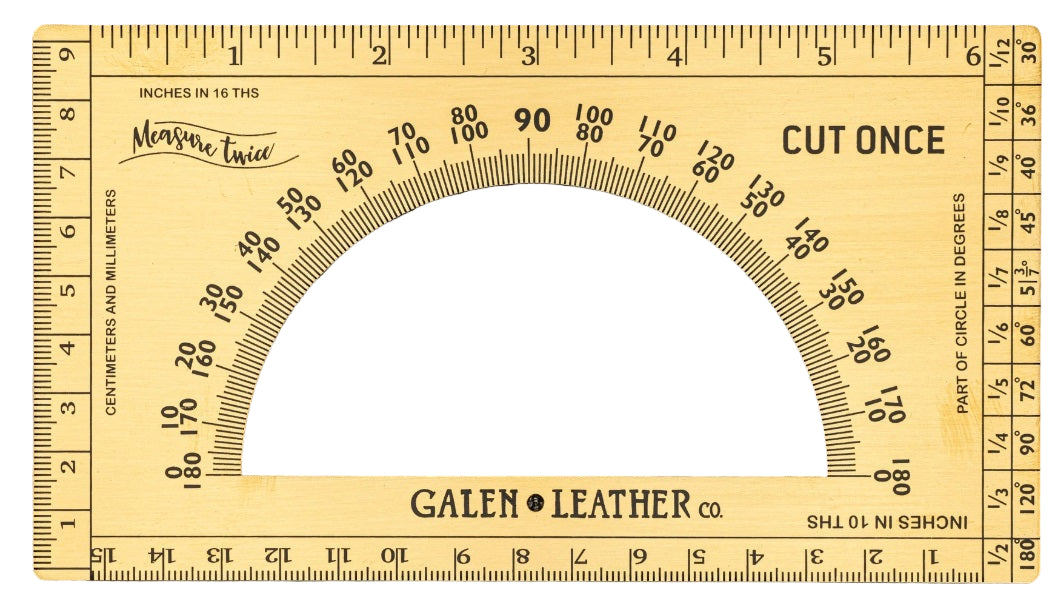 Galen Leather The Rectangle Protractor – Solid Brass Imperial and Metric Ruler with Protractor - 6.5 Inches - Blesket Canada