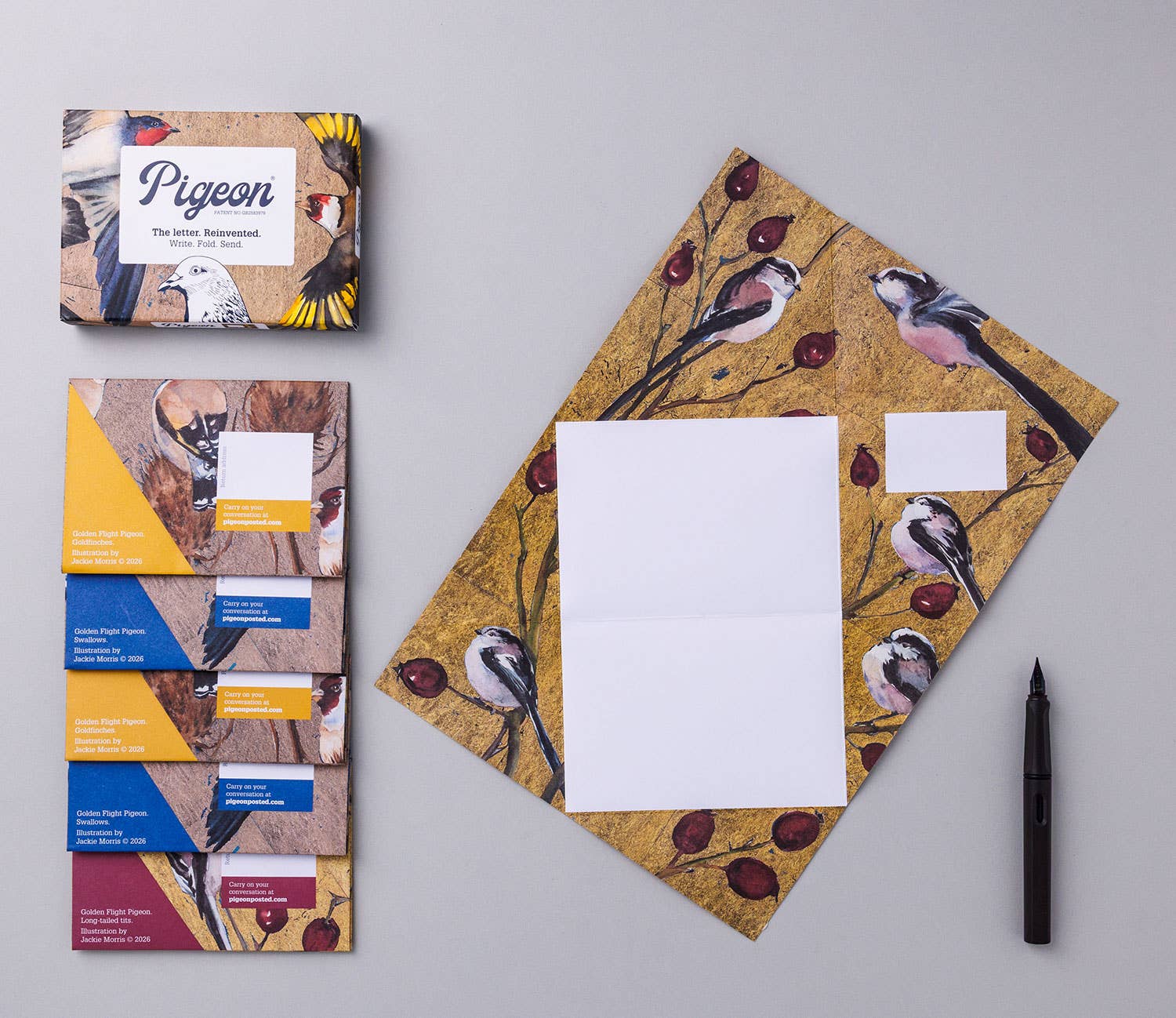 Golden Flight Pigeon, Folding Letter Set – Pack of 6 Letters - Blesket Canada